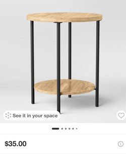 Wood And Metal Round Side Table 