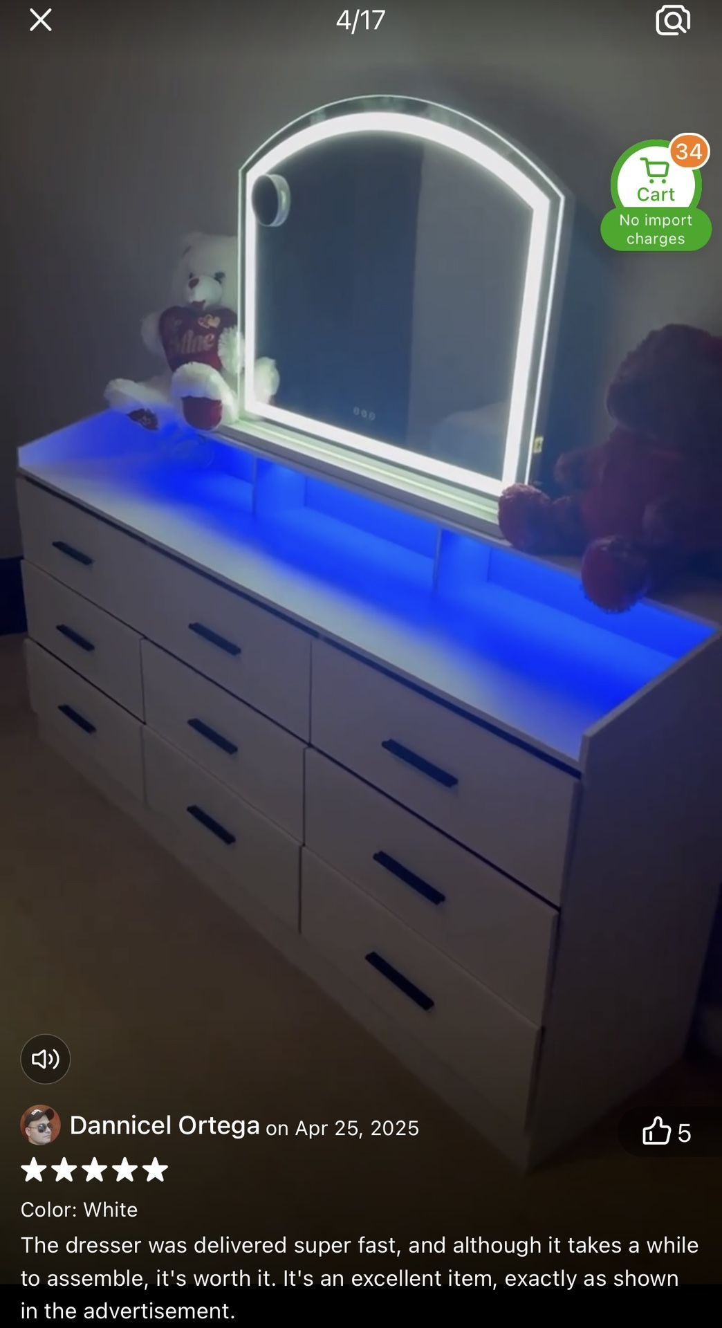 NEW 9 DRAWER LED DRESSER