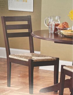 Dark Wood Dining Chair with Rush Seat