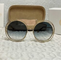NEW Chloé Carlina CE114SD Gold Oversized Sunglasses