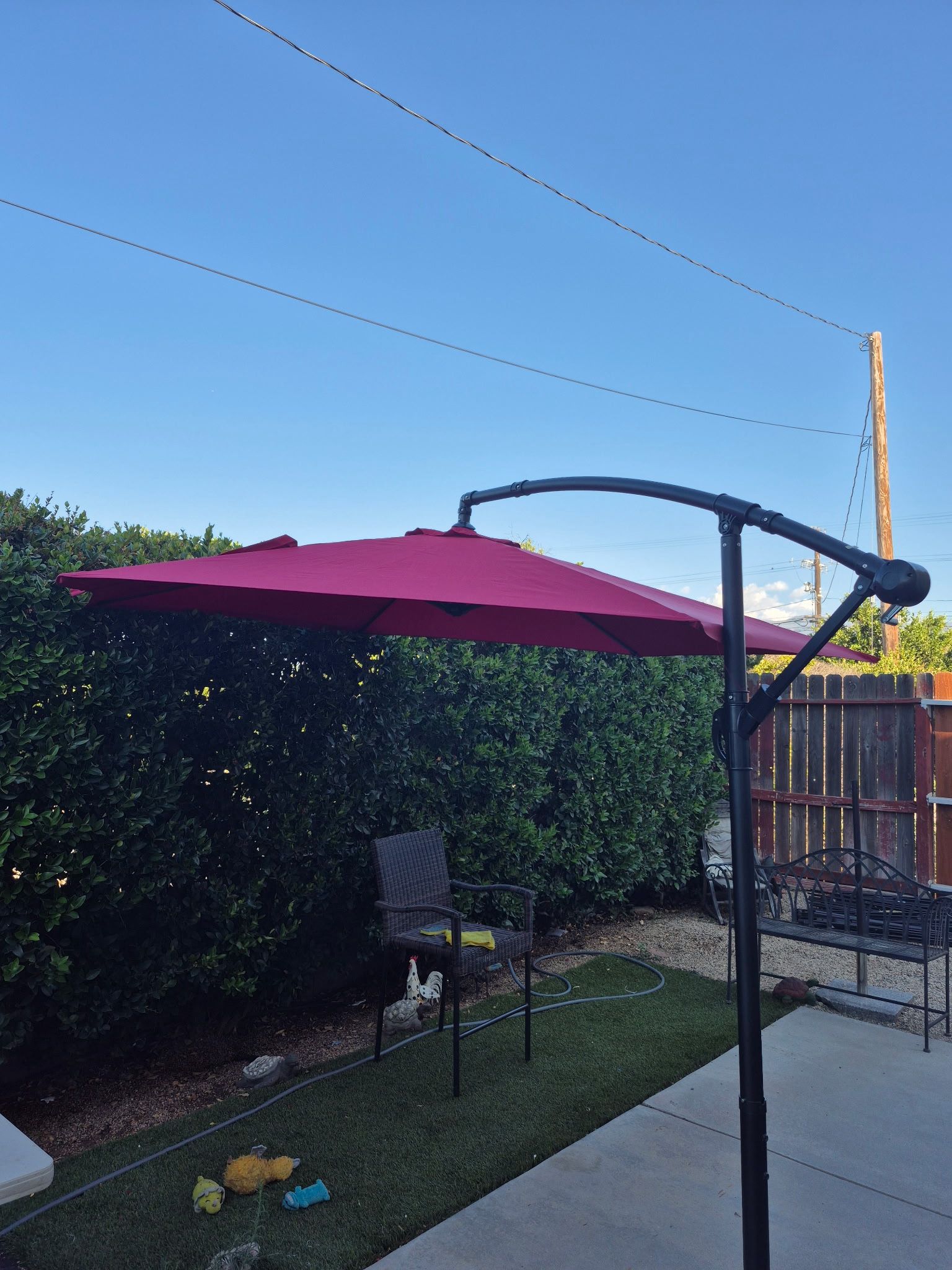 10” FT Offset Cantaliver Market Umbrella Patio Color: Red Base Included