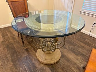 Round Glass Dining Table + 2 Chairs