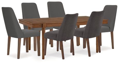Lyncott Charcoal/Brown Extension Dining Table w/ 6 Chairs