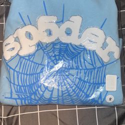 Sp5der Sky Blue Web Hoodie Size Small