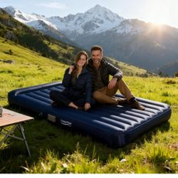 Queen Air Mattress with Built-In Pump – 8” Thick Portable Camping & Guest Bed