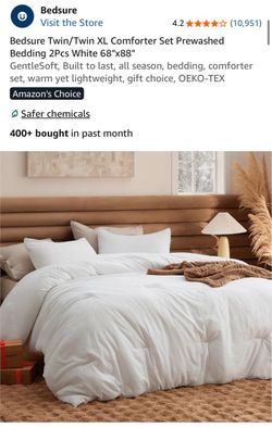 Bedsure Twin/Twin XL White Comforter Set 2-Piece