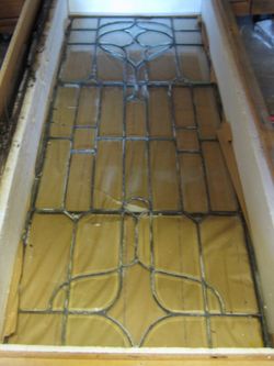 Antique Arts and Crafts Hand Beveled Leaded Glass Entry Door Window