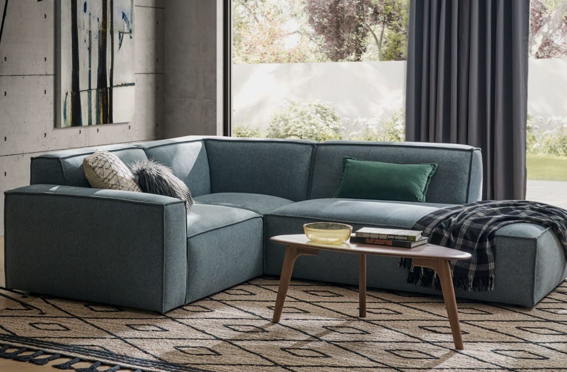 Castlery Jonathan Sectional Sofa - Right Facing Chaise in Zenith Blue, Like New