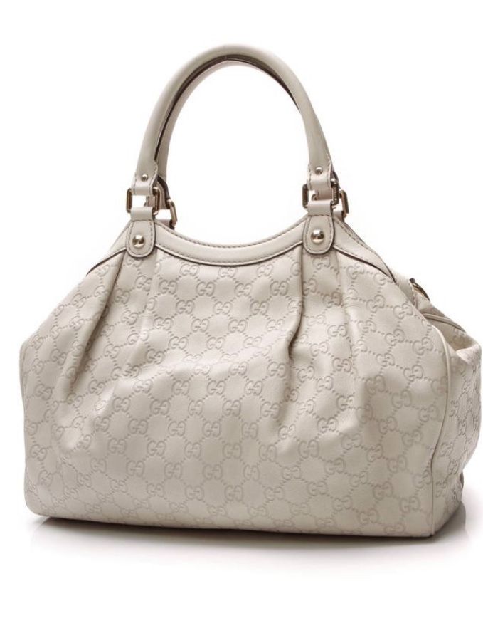 Gucci Sukey White Leather Handle Bag