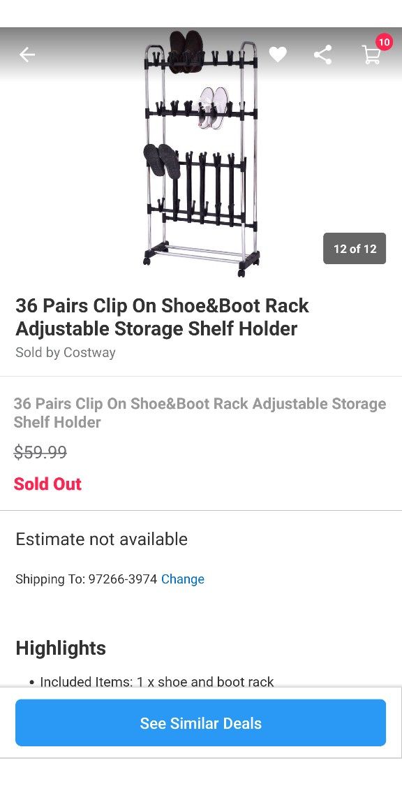 New (Has Been Put Together) 36 Pair Shoe Rack