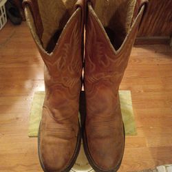ARIAT-brown leather laceless non steel toe cowboy type boots