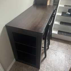 Jofran Maryland Merlot Counter Height Table with 3 Shelves for Storage and Chairs Set