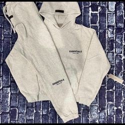 Essentials light oatmeal hoodie and sweatpants 