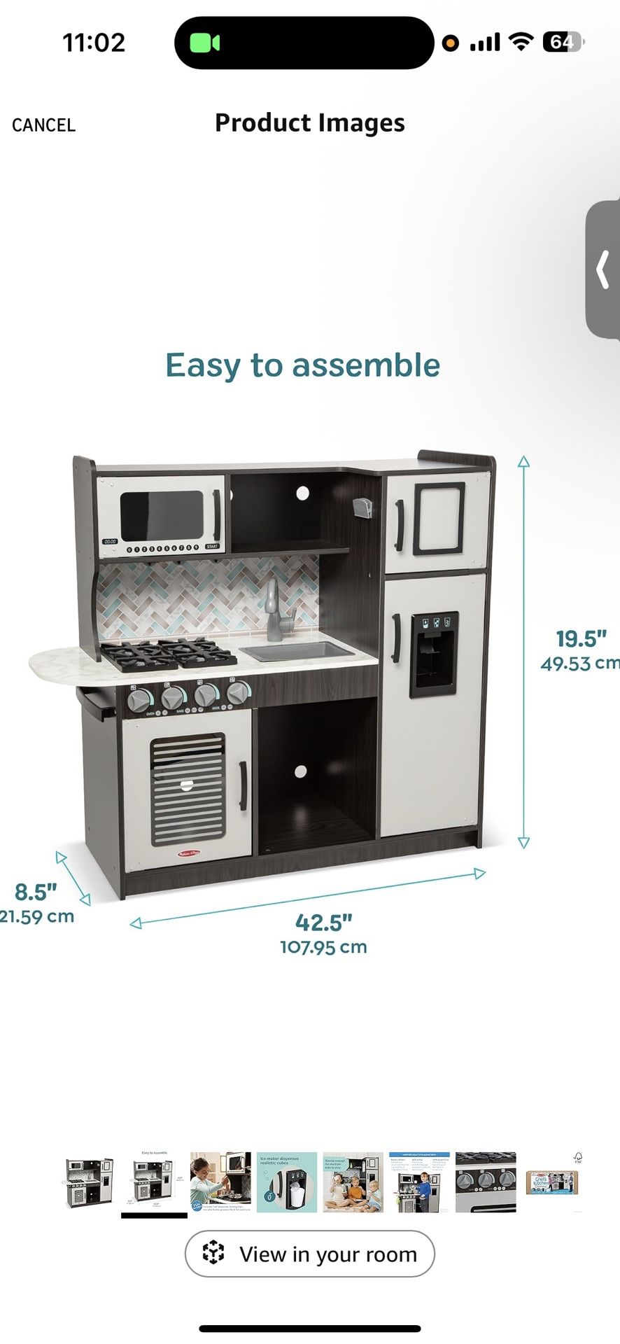 Brand New Melissa & Doug Wooden Chef's Kitchen Set for Kids with Play Kitchen Accessories & “Ice” Cube Dispenser, Preschool Learning Toy