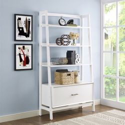 White Bookshelf with Drawer