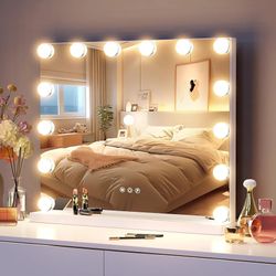 Hollywood Vanity Mirror with 14 LED Bulbs, Professional Lighted Makeup Mirror with Adjustable Brightness & 3 Color Temperatures, Light up Mirror for B