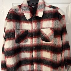 Fashion Nova Black And Red Poly Wool Jacket 