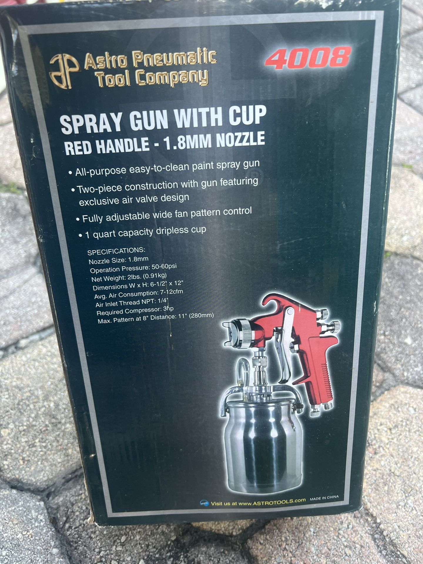 Astro Pneumatic 4008 Spray Gun - 1.8mm Nozzle With 1 Quart Cup For Primers & Heavy Coatings