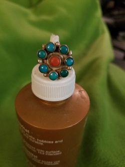 Silver turquoise and coral