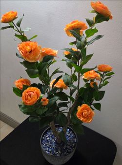 3ft Faux Orange Camellia Tree in Lapiz Lazuli Stone/Epoxy @ Lasting Creations