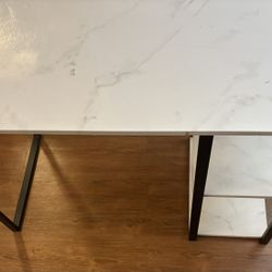 White marble top desk