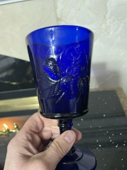 L.G. Wright Cobalt Blue Strawberry and Currant Goblet