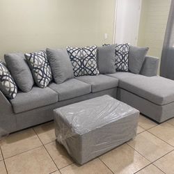 Grey Sectional With Ottoman !! NEW In Stock!!