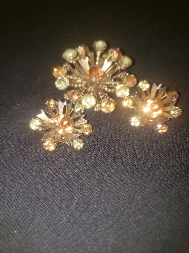 Vintage Brooch With Matching Earrings