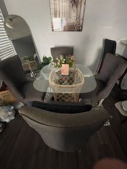 Glass Top Dining Table with 4 Chairs