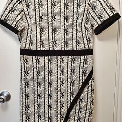Black & white dress with black trim and back zipper