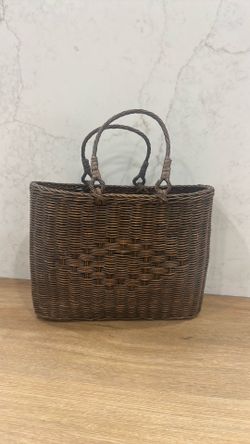 Vintage rattan tote basket