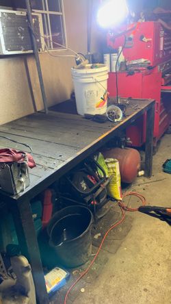 Solid metal and wood shop bench welding bench $160