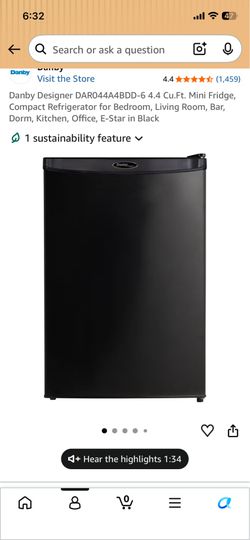 - Danby Designer Black Mini Fridge - 6 4.4 Cu.Ft.