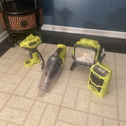 Ryobi One+ Tools - Radio, Air Inflator, LED Work Light, Dust Vacuum