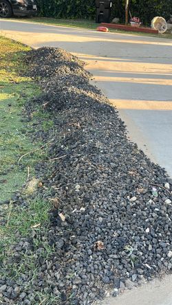 Black volcano rocks for garden beds