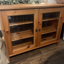 Wood Storage Cabinet (TV Stand) with Glass Doors