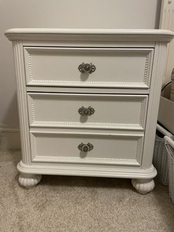White Wood Nightstand 
