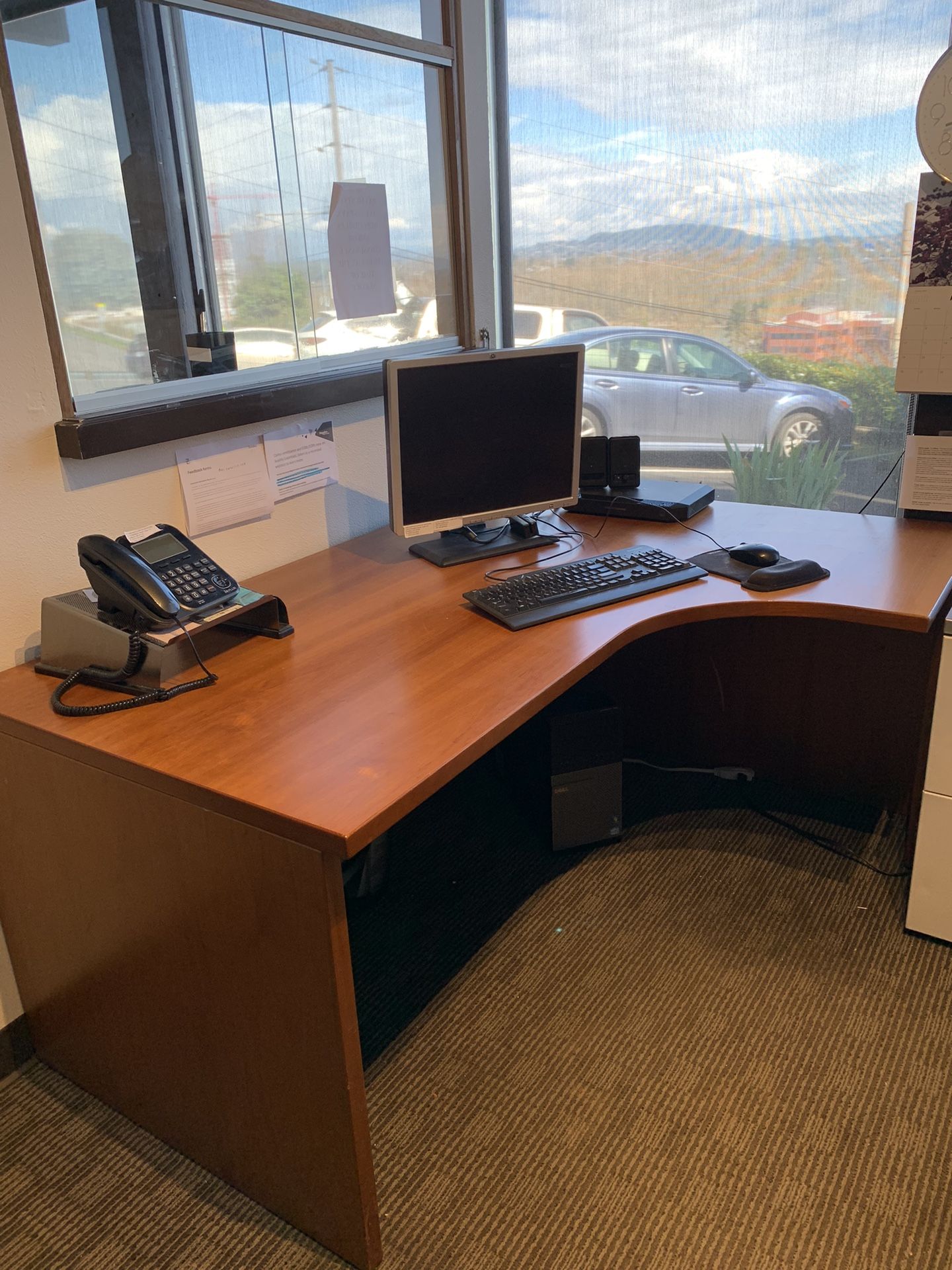 Beautiful Teak Desk With Locking File Cabinet (no Key) Return And Smaller Desk