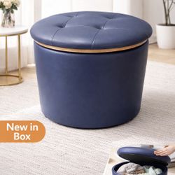 Swivel Storage Ottoman Navy Blue New in Box