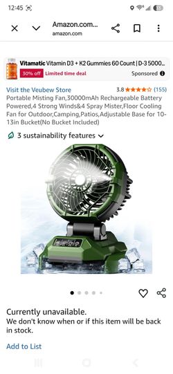 Veubew Portable Misting Fan