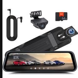 Rear View Mirror Camera, Mirror Dash Cam for Car 1080P Front & Rear Mirror Cameras 9.66 Inch