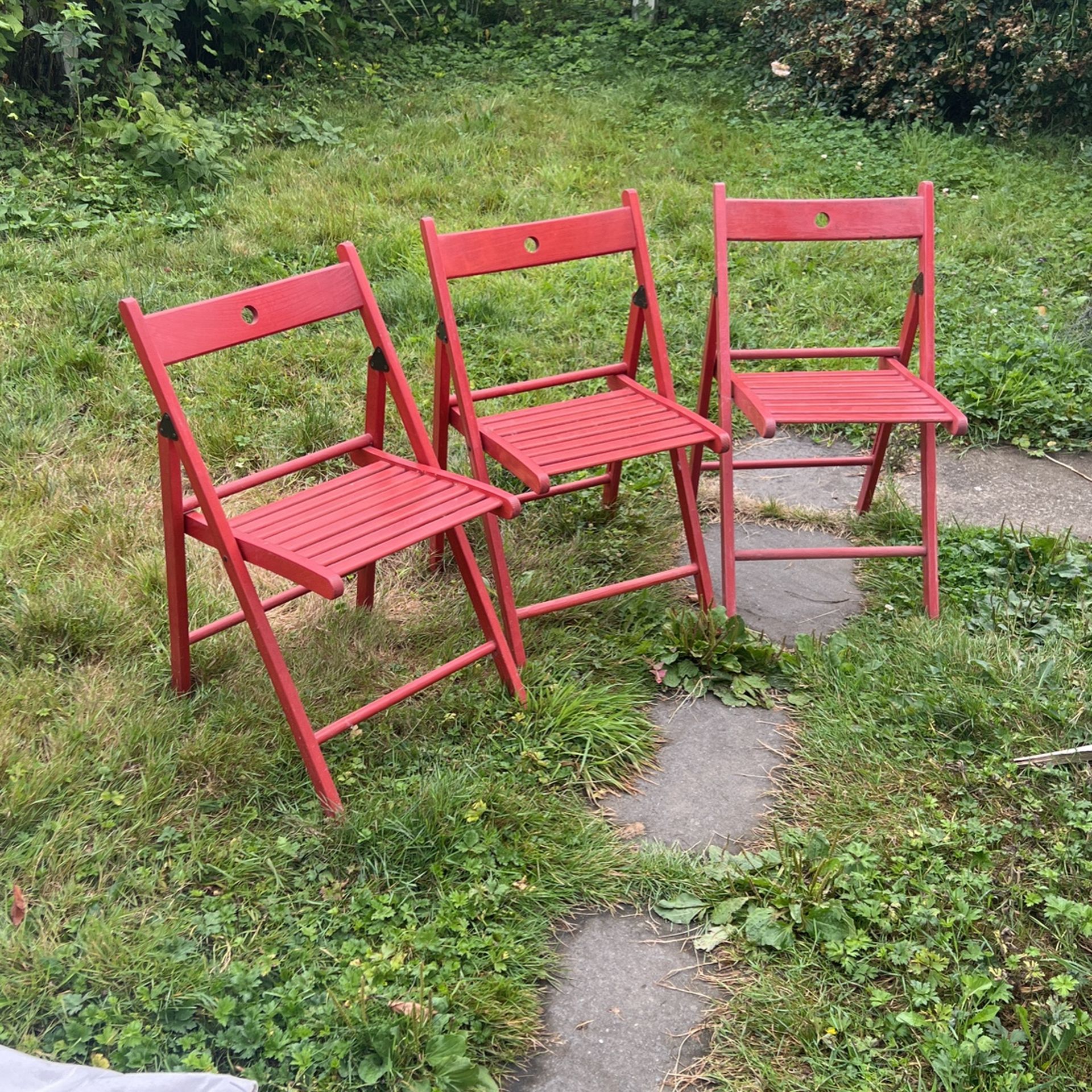 3 IKEA FROSVI WOOD FOLDING CHAIRS 