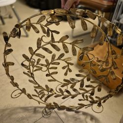 24" Diameter 1970s Hans Kögl Hollywood Regency Gold Metal Leaf Decoration