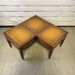 Rare Mersman Corner End Cocktail Table Leather Top