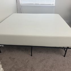 Zinus Gel 12 inch  memory foam mattress king + king  size iron bed frame 