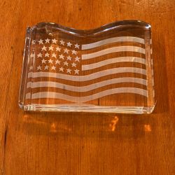 Val St Lambert Tiffany Crystal American Flag 