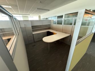 Haworth Compose Accented Various Sizes Glass Loaded Manager Stations 65" Tall