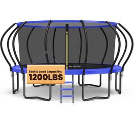 Large Outdoor Trampoline with Safety Enclosure & Ladder – 1200 LB Static Load Capacity