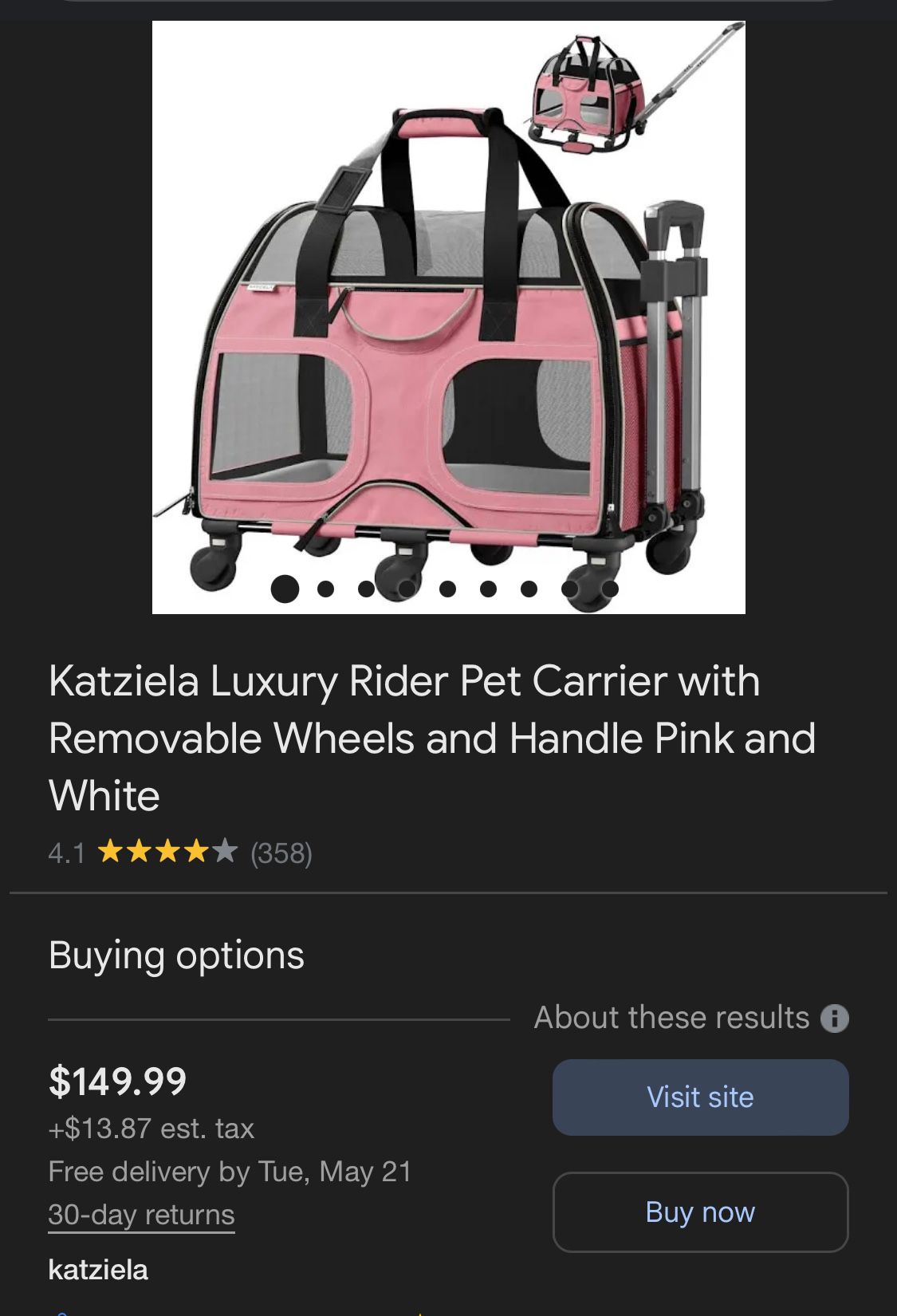 Brand New Pet Carrier With Wheels 