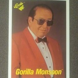 1990 Classic WWF WWE Gorilla Monsoon #52 Prime Time Announcer Challenge Titansports Pro Wrestling Vintage Wrestler Collectible Card Wrestle Sports